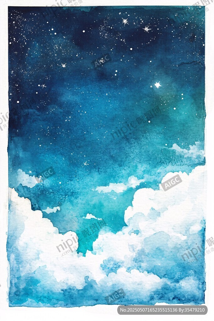梦幻星空下的云朵