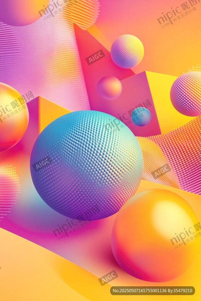 梦幻炫彩3D球体几何场景