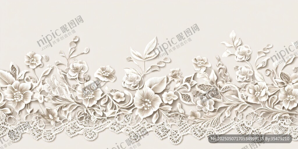 白色花卉蕾丝花边图案