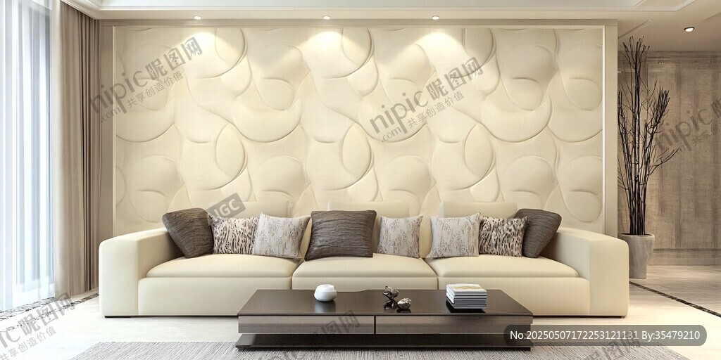 现代简约风客厅沙发背景墙