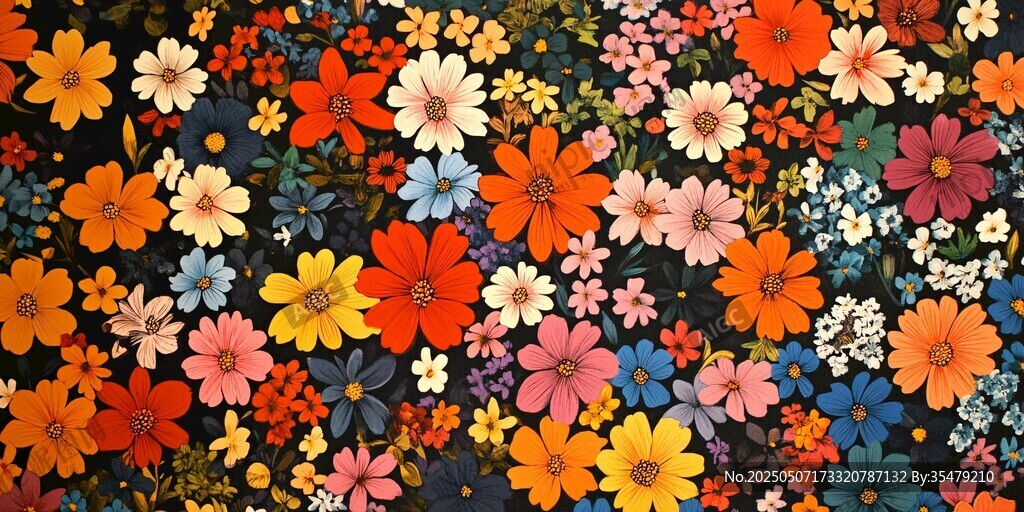 缤纷多彩花卉图案背景