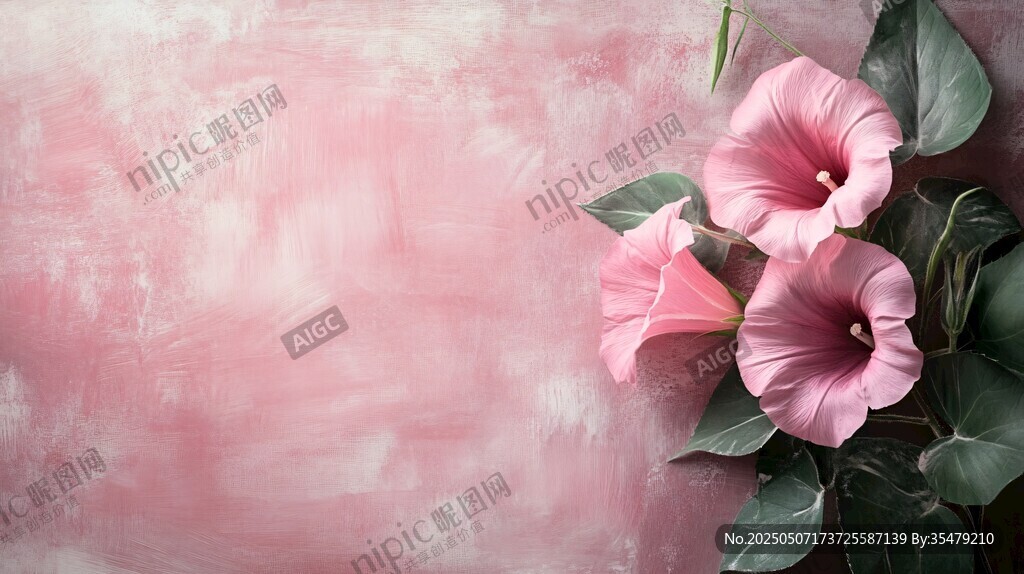 粉色背景上的美丽牵牛花