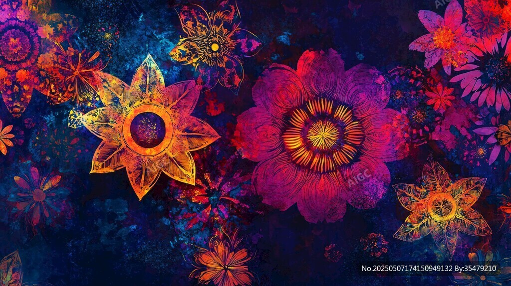 梦幻绚丽花卉图案背景