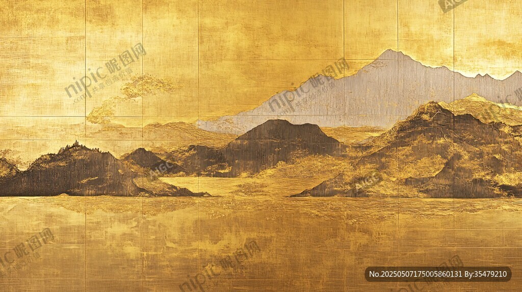 金色山水壁画艺术之作