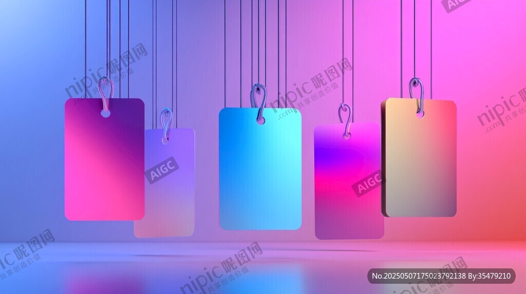 彩色渐变悬挂标签创意图