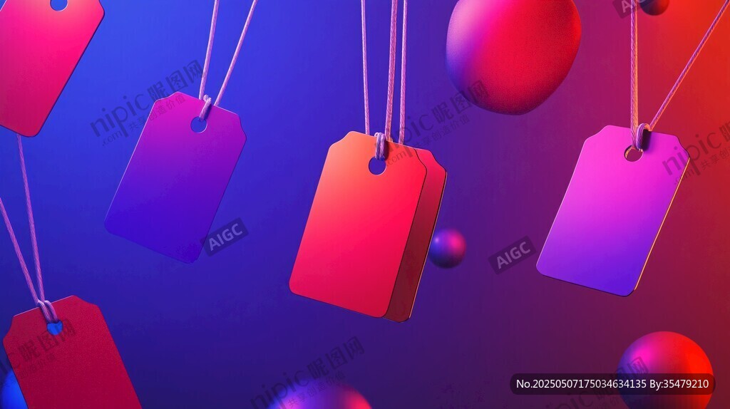 多彩悬挂标签3D创意画面