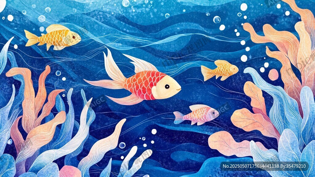 海底金鱼与珊瑚奇幻景象