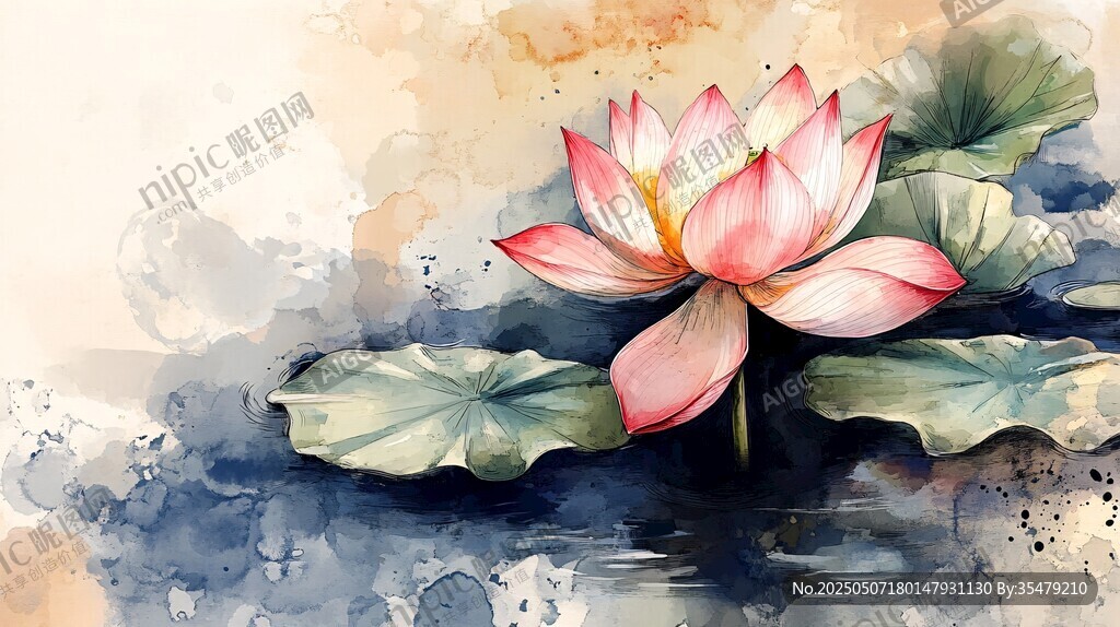 水墨荷花图