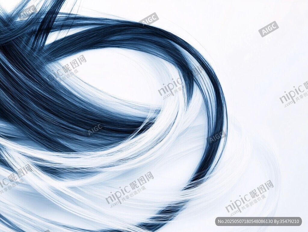 蓝白飘逸线条艺术画面