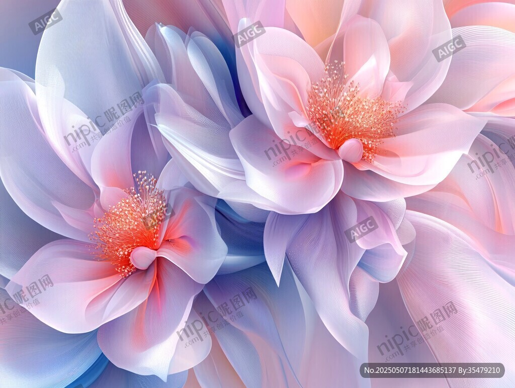 梦幻柔美花卉艺术插画