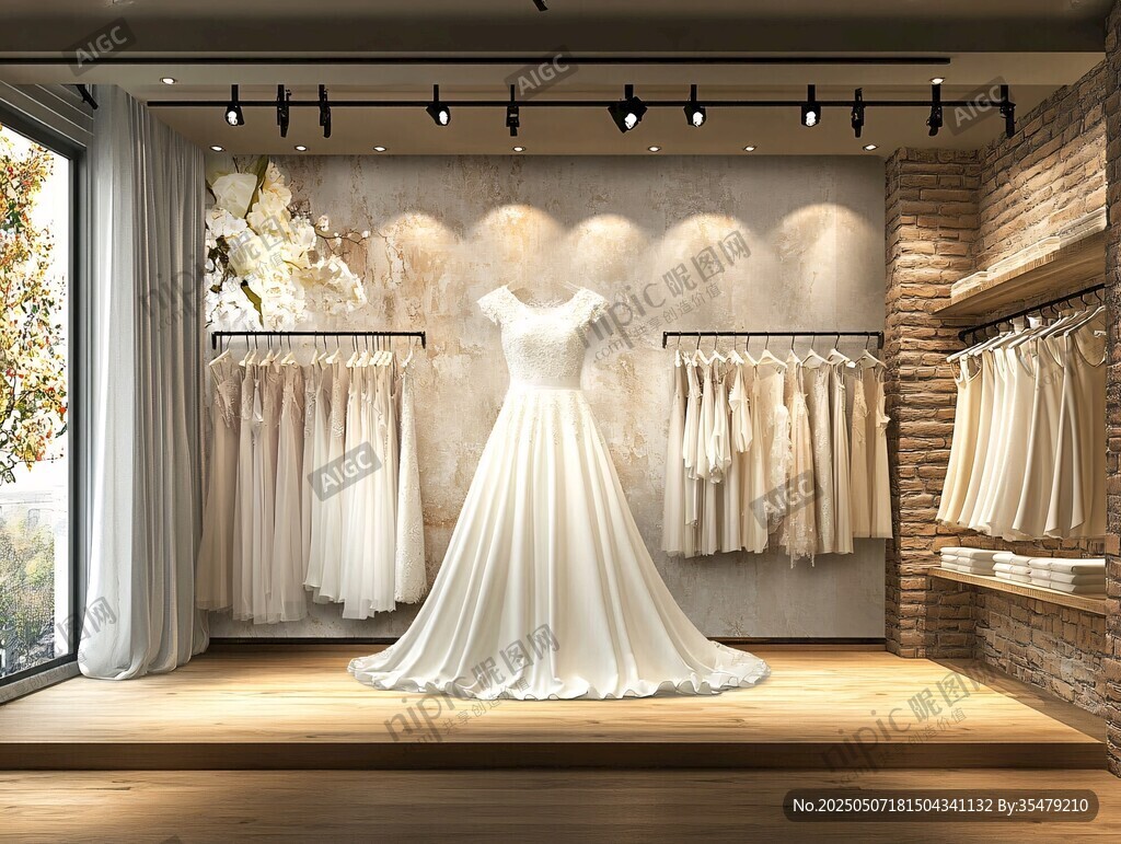 优雅婚纱店展示浪漫氛围