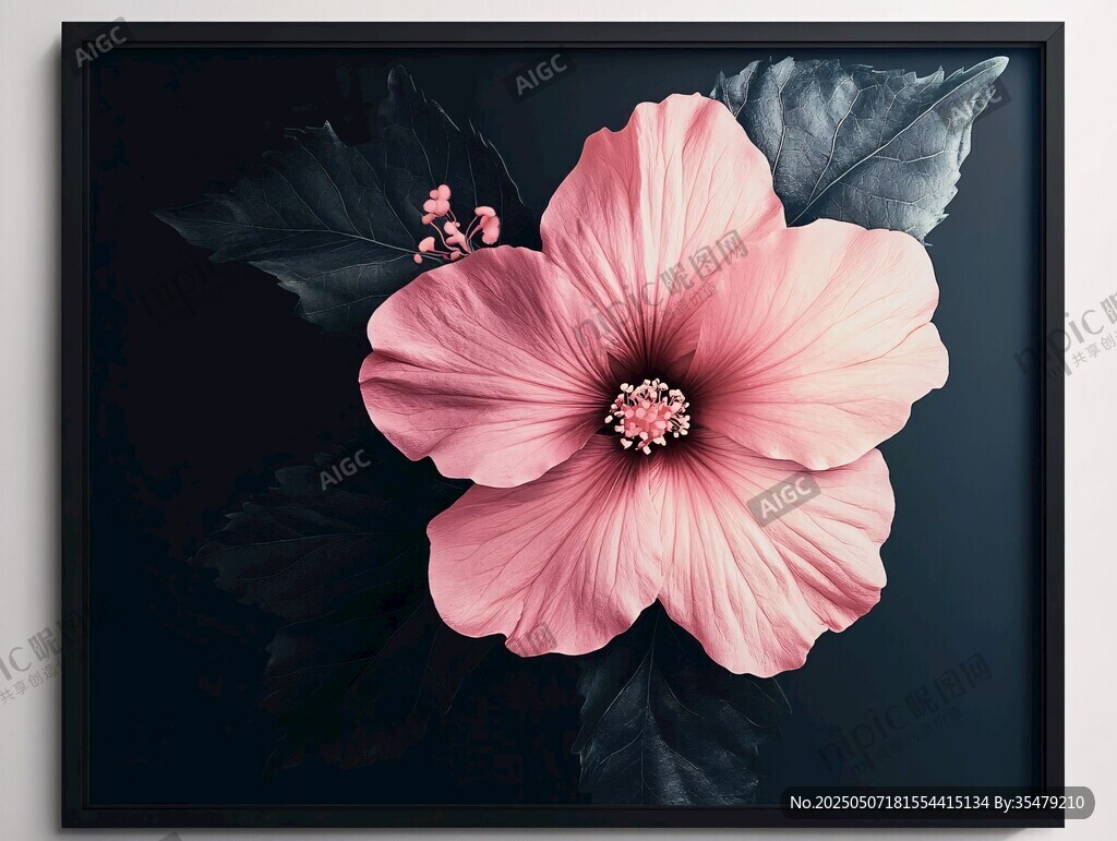粉色木槿花艺术装饰画