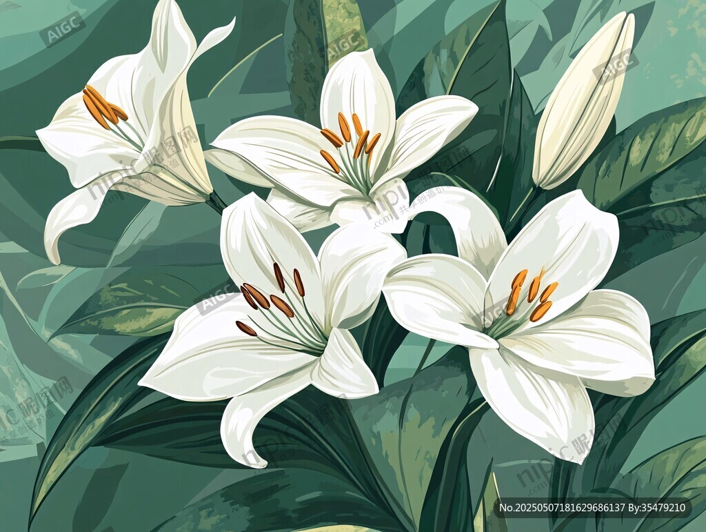 清新绽放的白色百合花