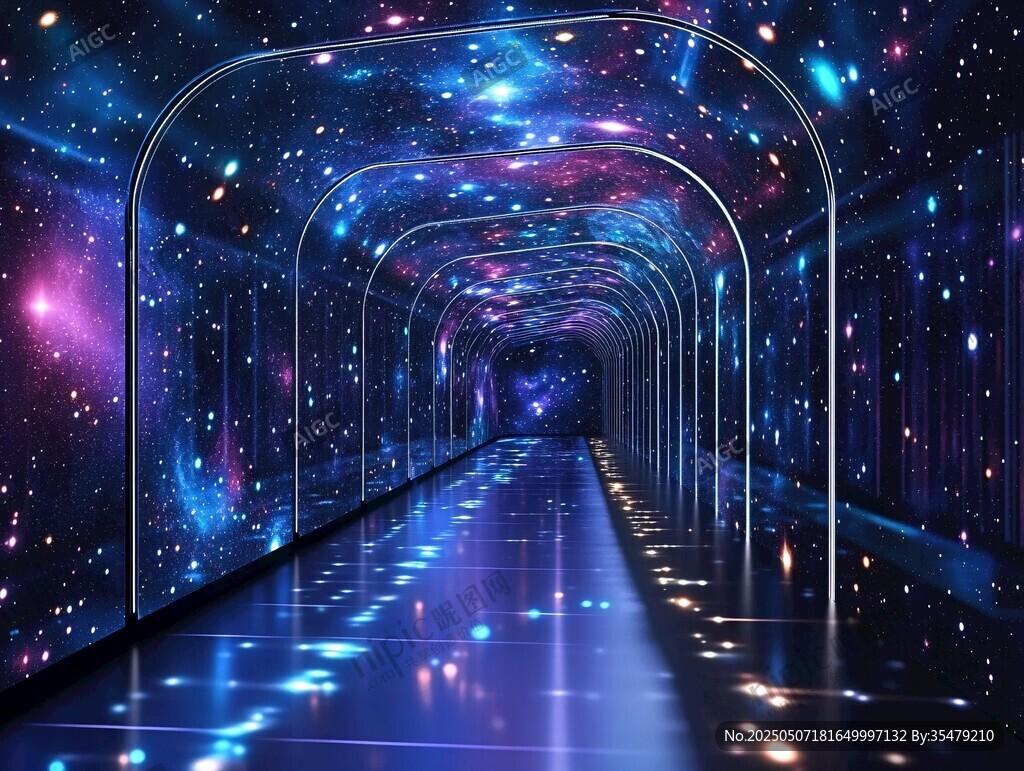 梦幻星空隧道科幻场景