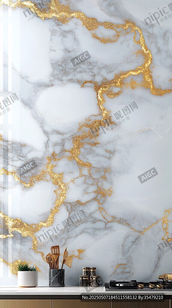 金纹大理石厨房墙面装饰