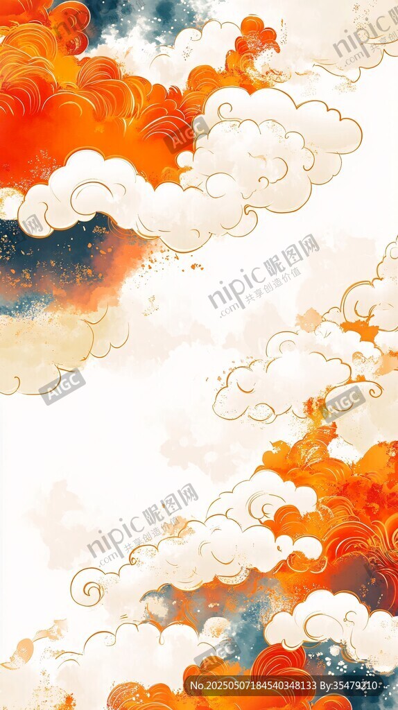 中式祥瑞云海插画背景