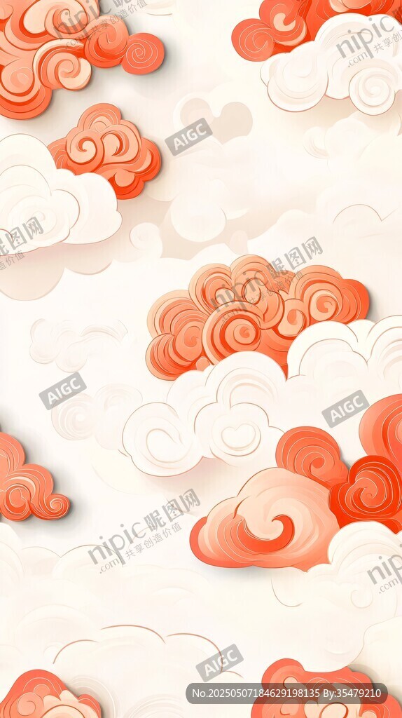 中式祥云图案背景纹理