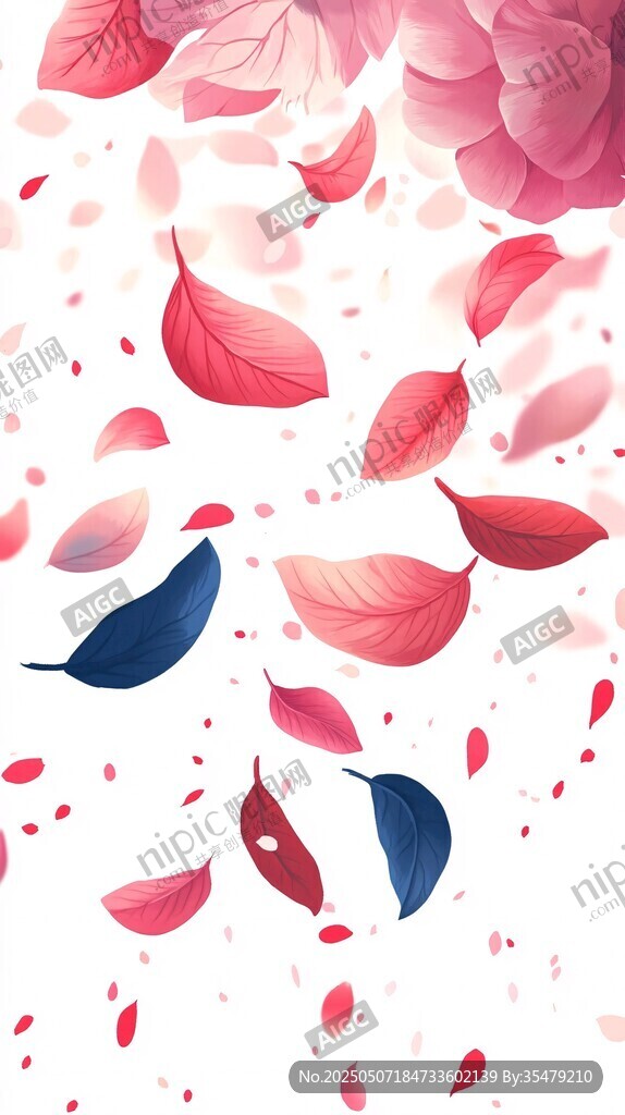 浪漫飘落花瓣唯美插画