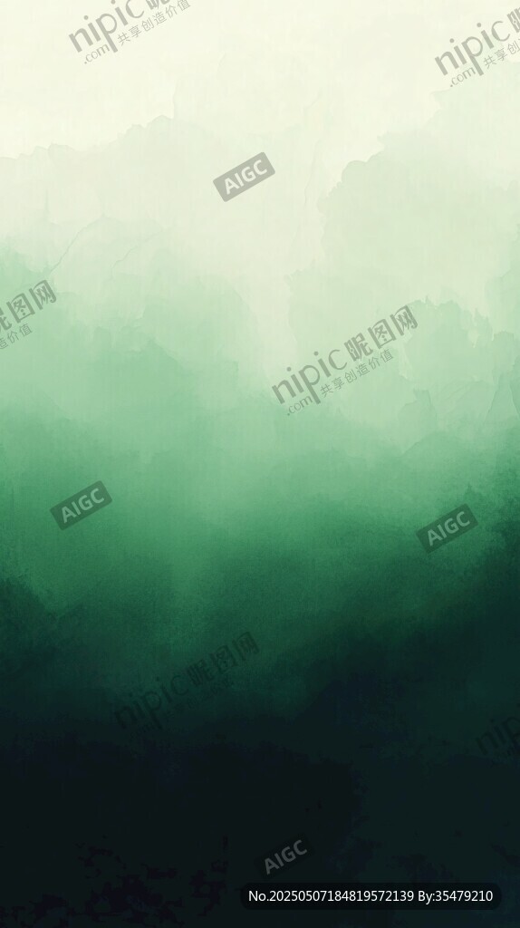 渐变绿韵水墨风背景图