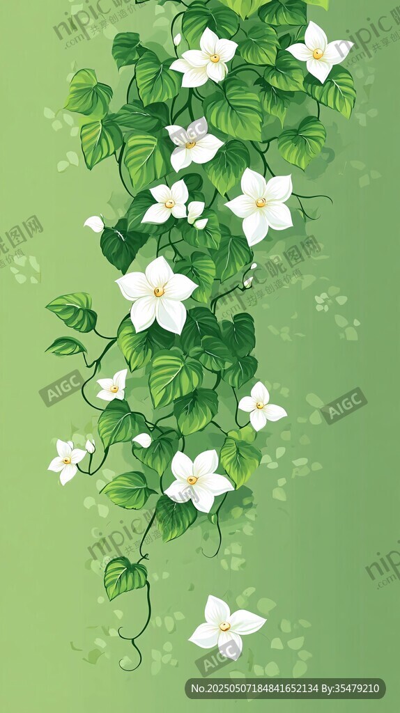 藤蔓白花 清新自然风景图