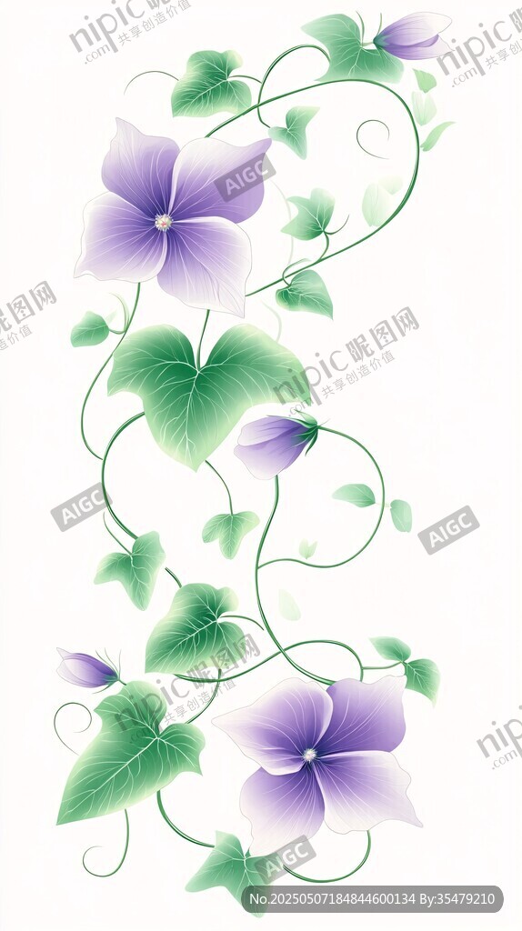 紫色藤蔓花卉精美图案