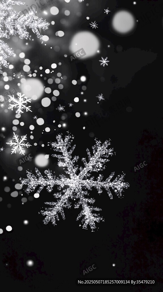 飘落的晶莹雪花梦幻场景