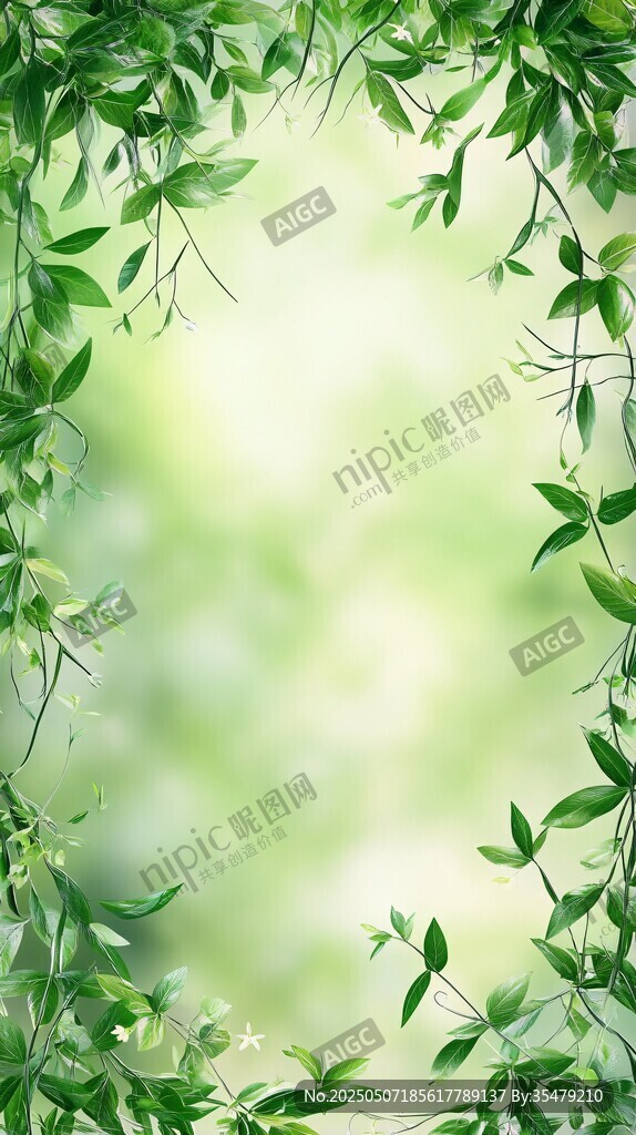 绿叶环绕的清新自然背景