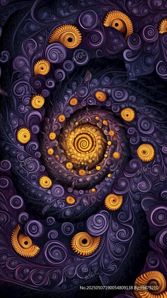 奇幻齿轮旋涡抽象艺术图景