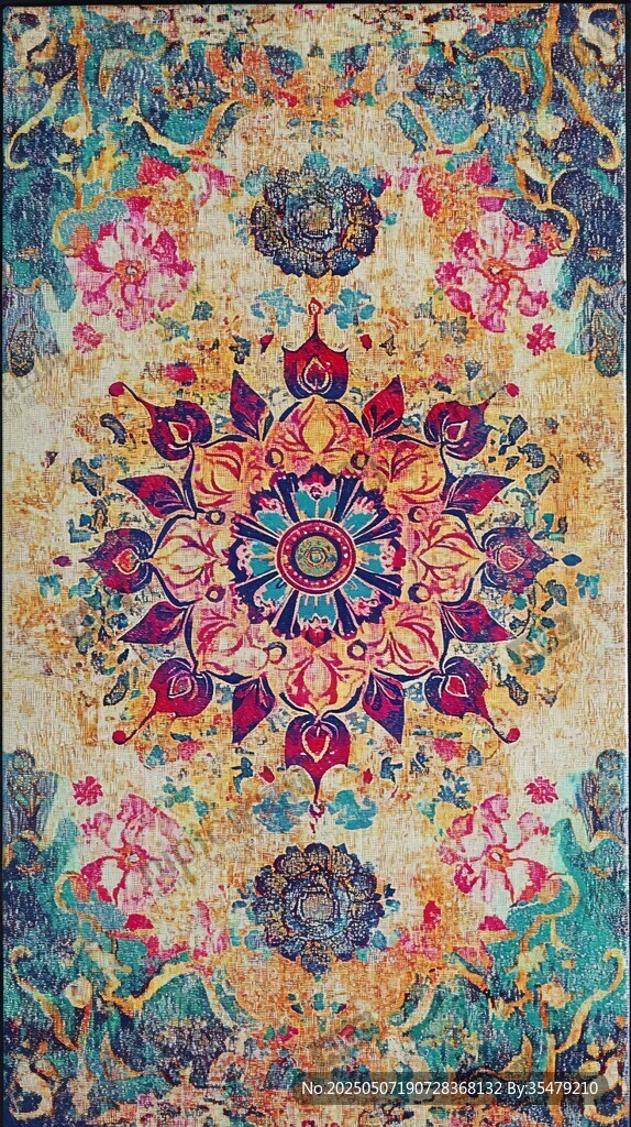 复古绚丽花卉图案地毯