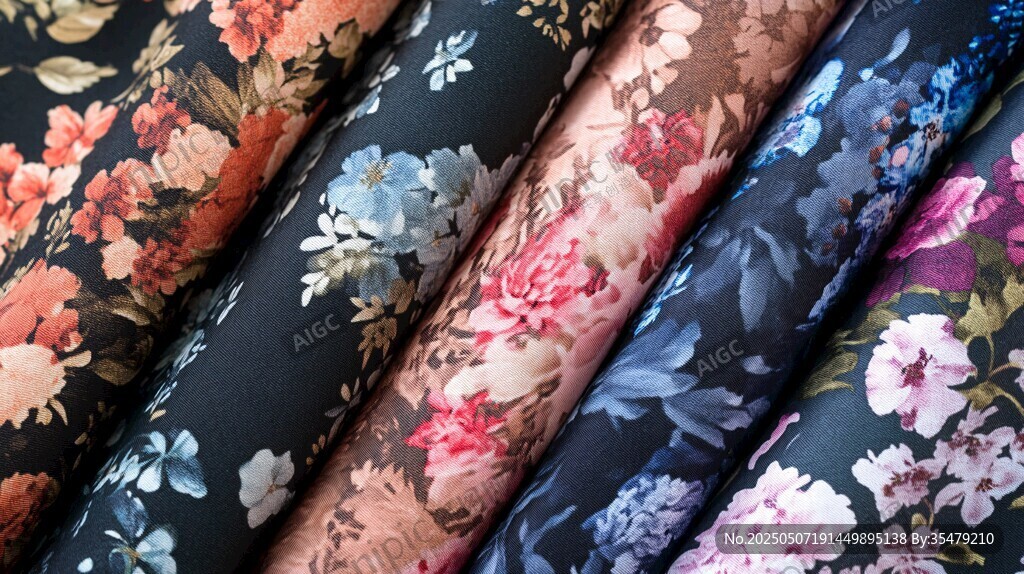 多彩花卉印花布料展示
