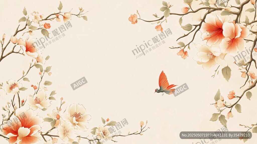 中式花鸟图 蝶舞繁花间
