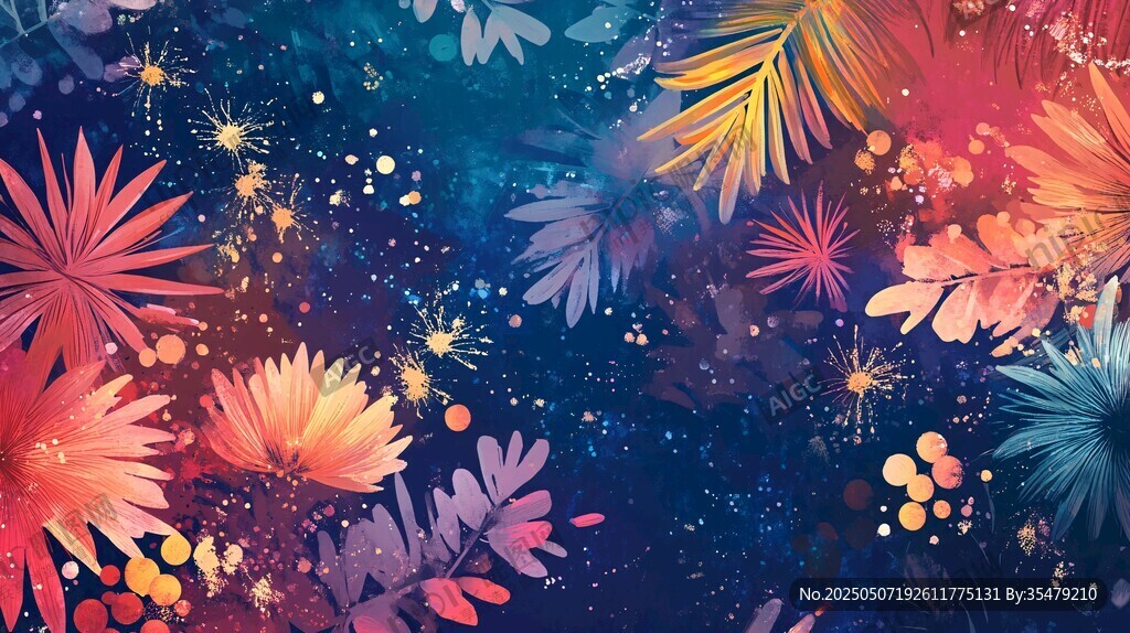 梦幻花卉星空背景图案