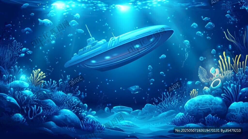 深海中的神秘科幻潜水艇