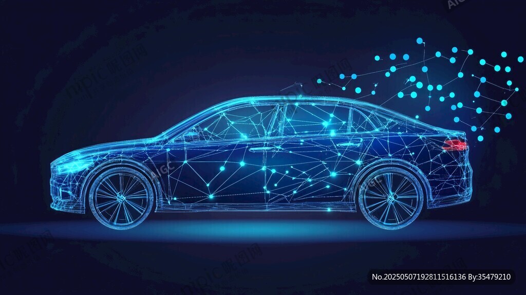 科技感线条勾勒的未来汽车