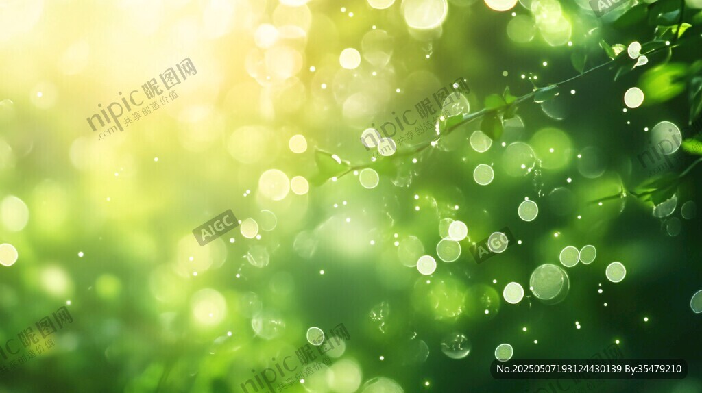 阳光洒落绿意盎然的自然景
