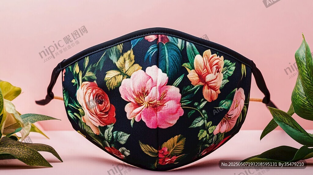 花卉图案时尚口罩展示