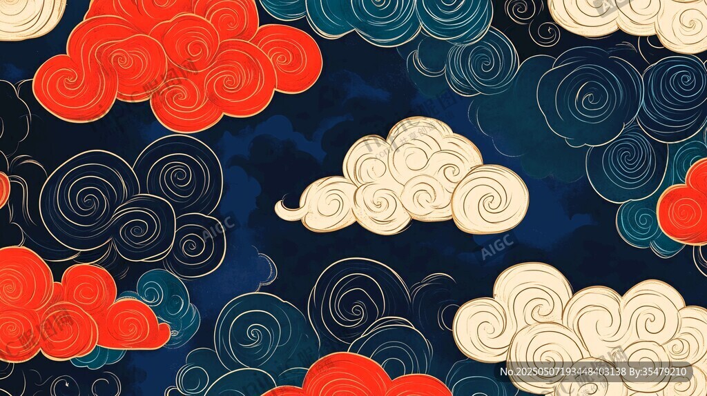 中式云纹图案背景设计