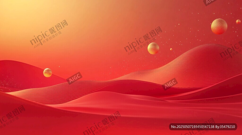 红色星球沙漠奇幻景象