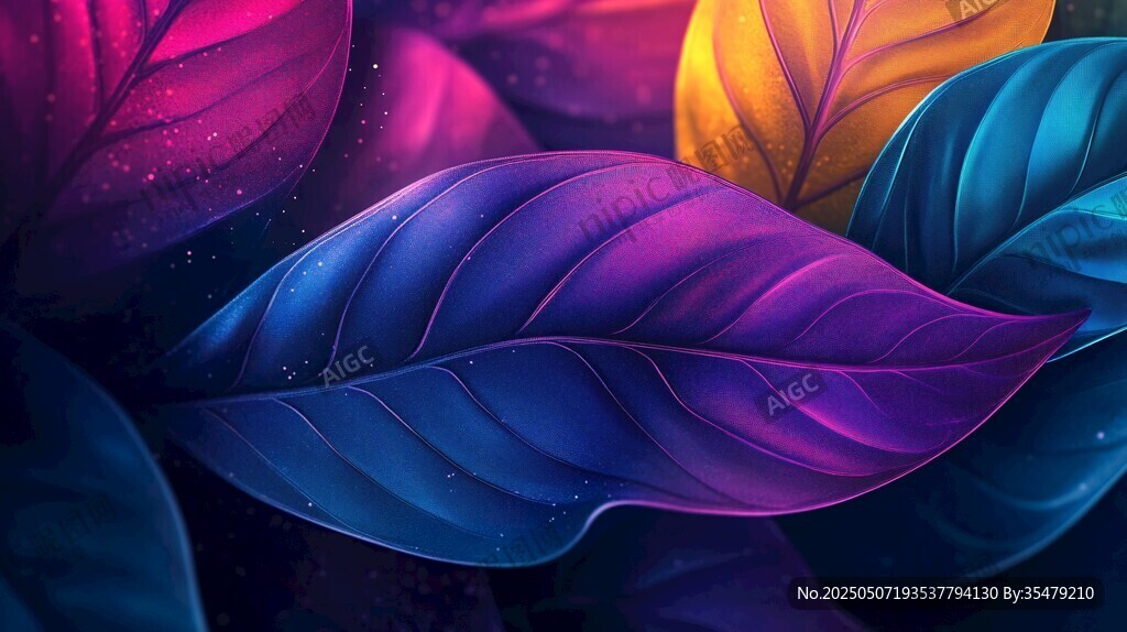 梦幻炫彩叶片背景图