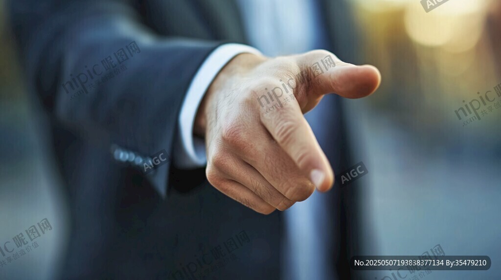 商务人士手指前方示意