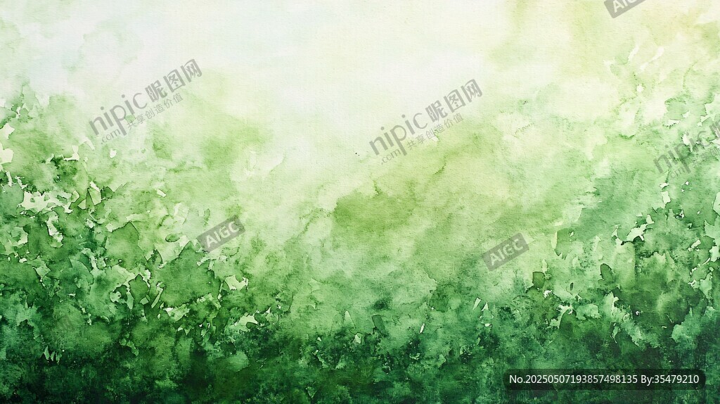 清新绿意盎然水彩背景图