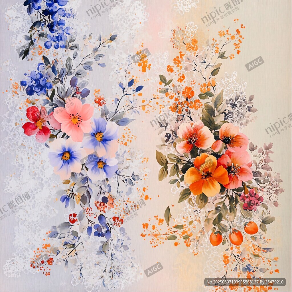 水彩花卉图案精美装饰画