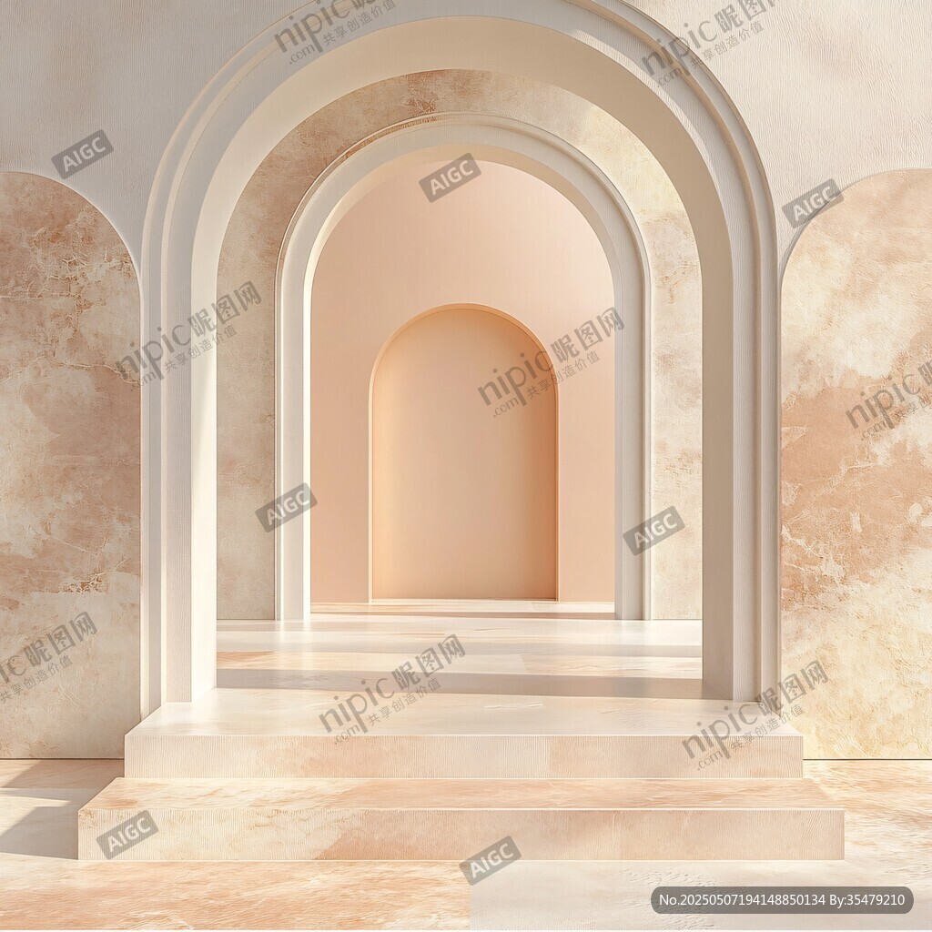 梦幻拱形空间建筑场景