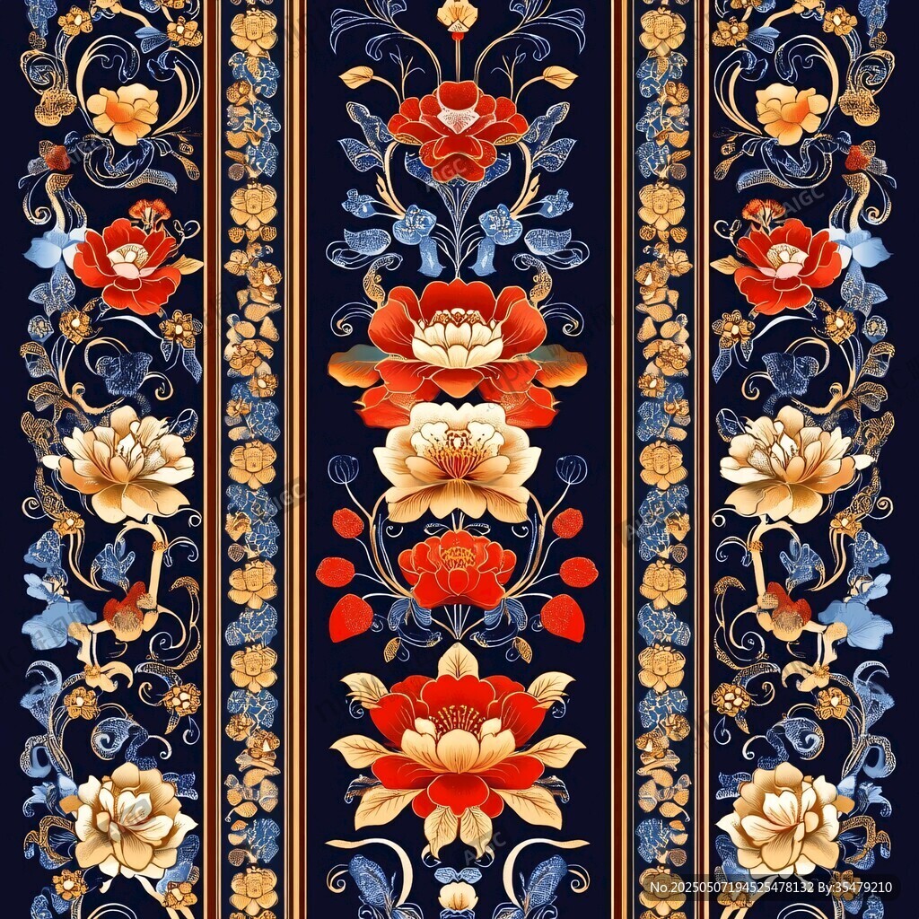 中式花卉精美图案纹理