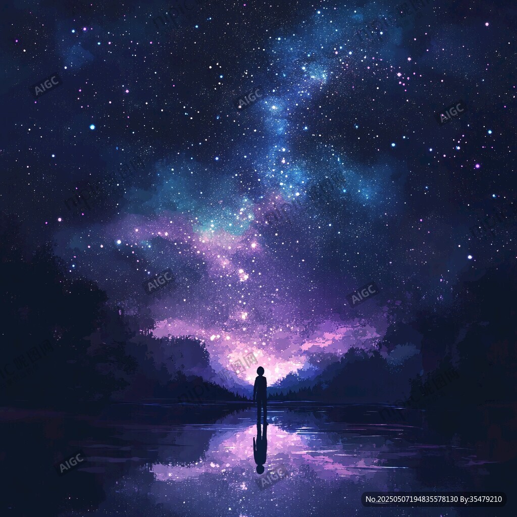 星空下的孤独身影
