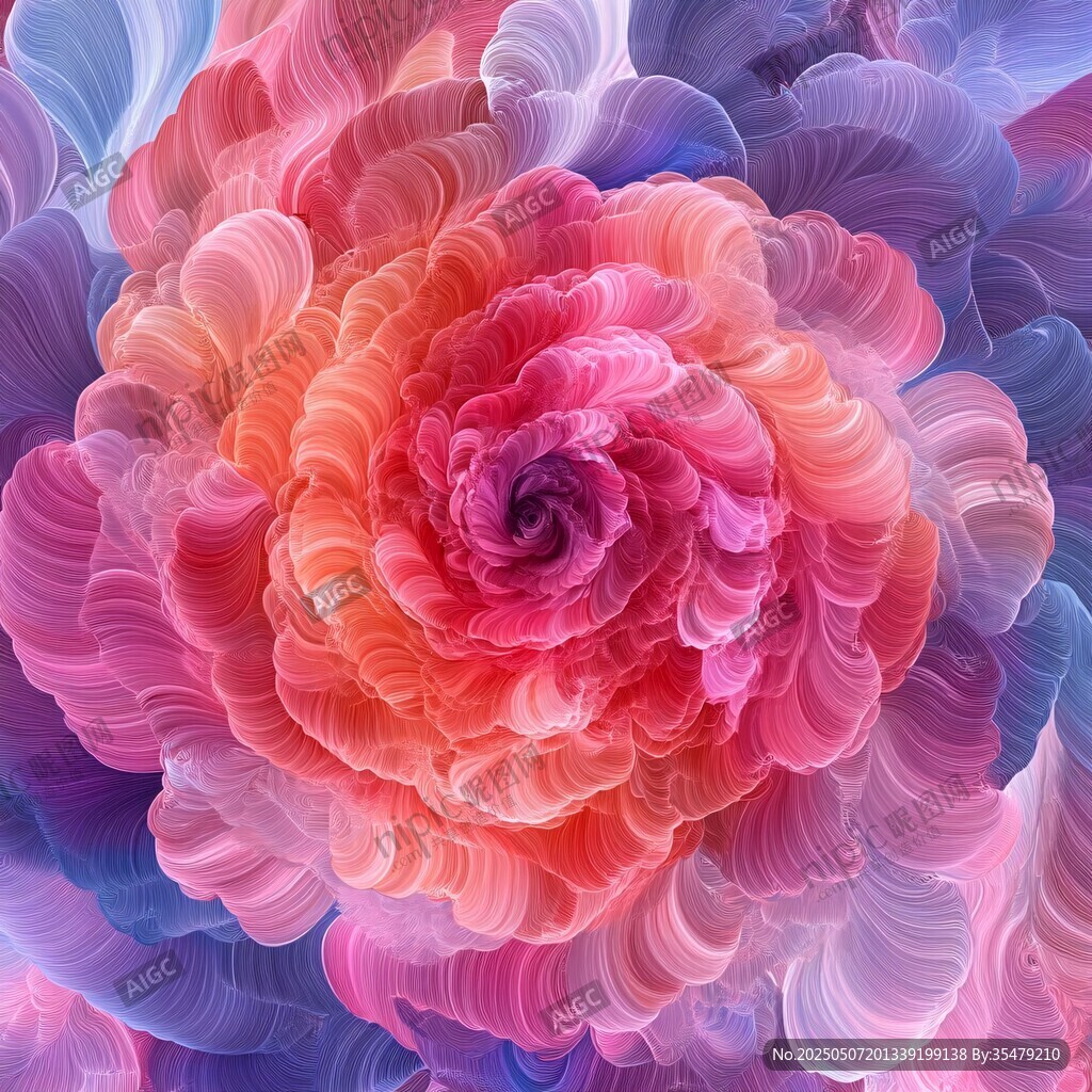梦幻绚丽花朵艺术插画