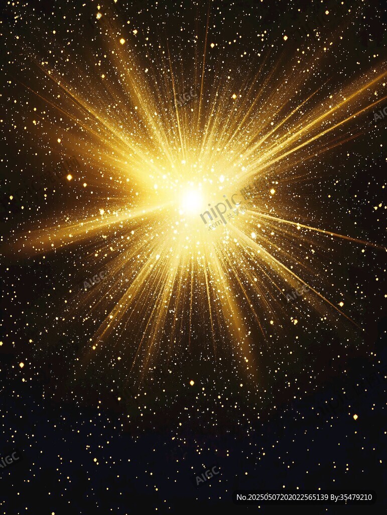 金色光芒闪耀的璀璨星空