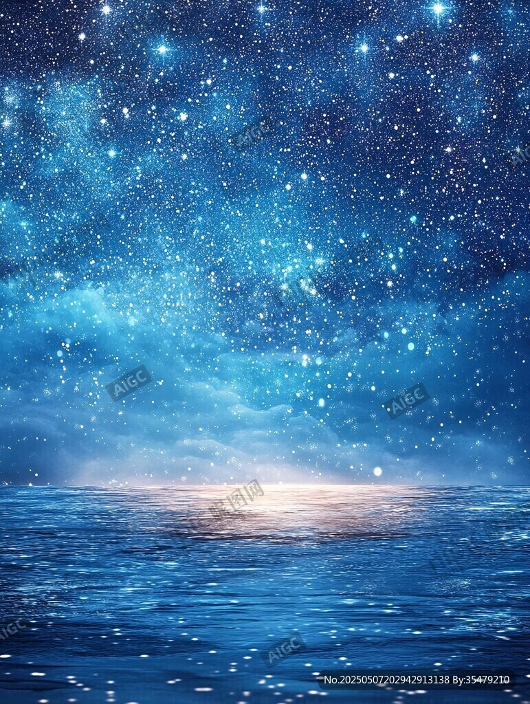 梦幻星空下的静谧海面