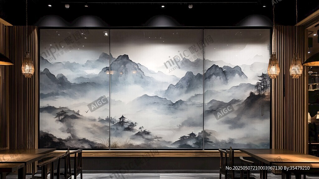 中式山水风餐厅雅致空间
