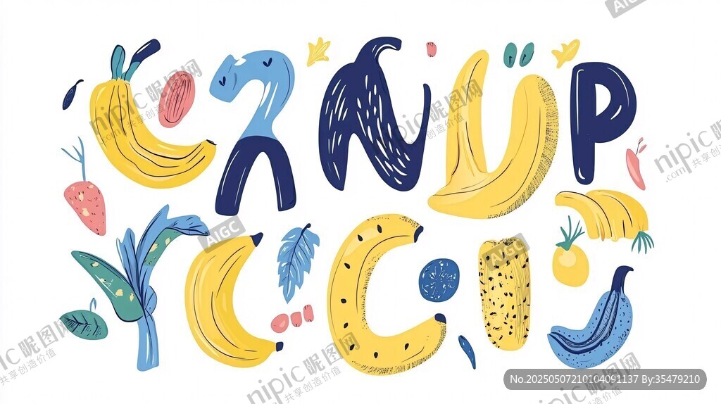 水果字母插画